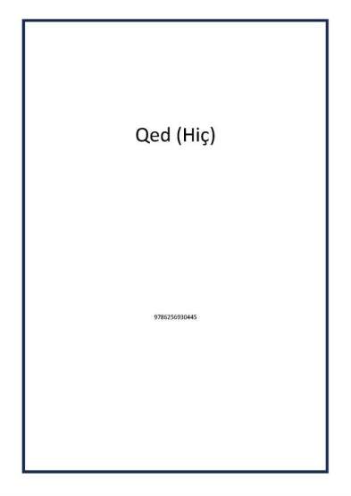 Qed (Hiç) - İkinci Adam Yayınları