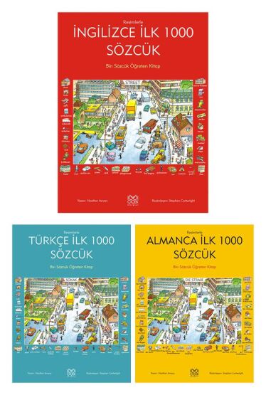 Resimlerle İlk 1000 Sözcük Seti - İngilizce - Almanca - Türkçe - 1001 Çiçek Kitaplar