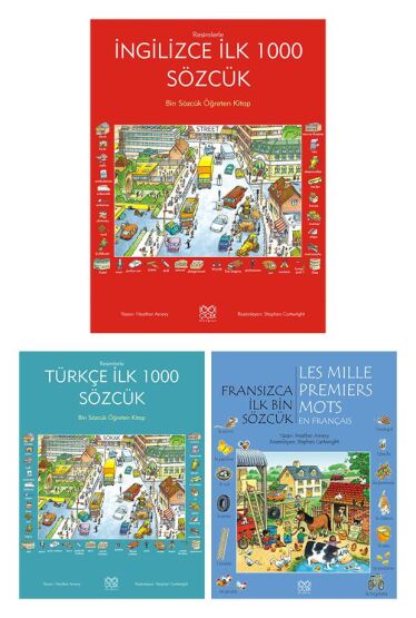 Resimlerle İlk 1000 Sözcük Seti - İngilizce - Fransızca - Türkçe - 1001 Çiçek Kitaplar