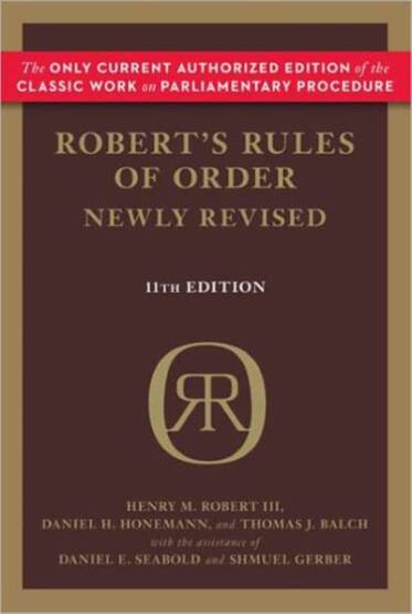 Robert's Rules of Order Newly Revised, 11th edition - 1