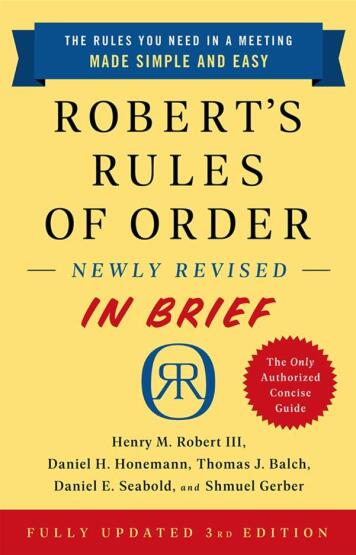 Robert's Rules of Order Newly Revised in Brief - 1