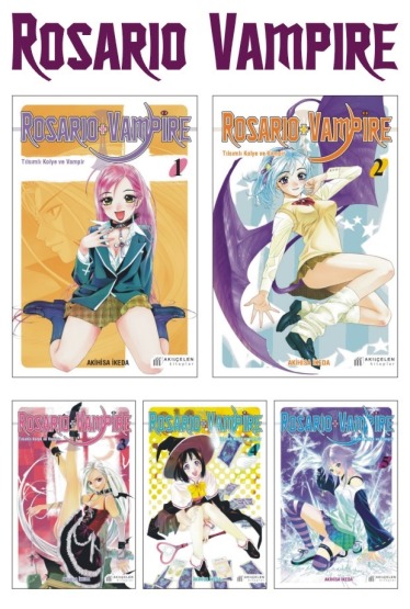 Rosario + Vampire - Tılsımlı Kolye Ve Vampir 1-2-3-4-5 Manga Seti - Akılçelen Kitaplar