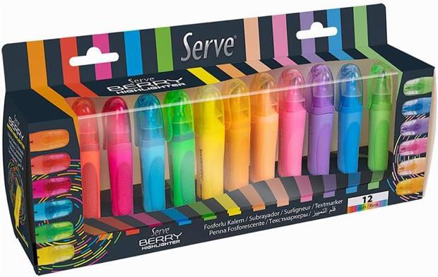 SERVE BERRY FOSFORLU KALEM 12 RENKLI SET