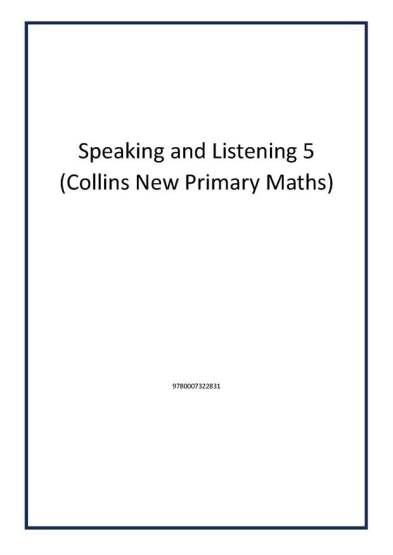 Speaking and Listening 5 (Collins New Primary Maths) - Publisher