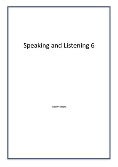 Speaking and Listening 6 - Publisher