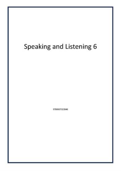 Speaking and Listening 6 - 1