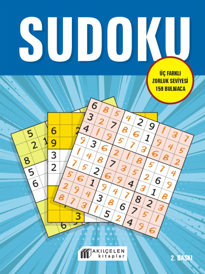 Sudoku Mavi Kitap – Üç Farklı Zorluk Seviyesi 159 Bulmaca - Akılçelen Kitaplar