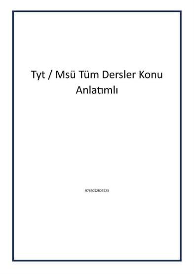 Tyt / Msü Tüm Dersler Konu Anlatımlı - 1