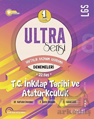 Ultra Serisi LGS 1. Dönem TC. İnkilap Tarihi Ve Atatürkçülük Denemeleri Palme Yayıncılık - Palme Yayıncılık