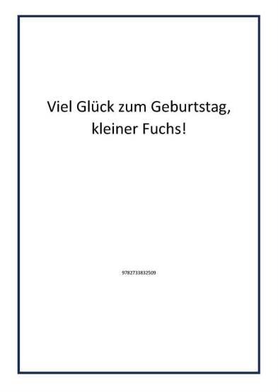 Viel Glück zum Geburtstag, kleiner Fuchs! - Publisher