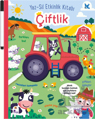 Yaz-Sil Etkinlik Kitabı – Çiftlik (Kalemli) - İndigo Çocuk