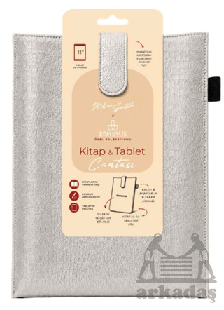 Yeni Nesil Kitap Ve Tablet Çantası - Özel Deri Dokulu Gümüş - 1